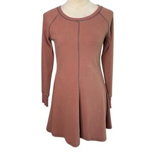 Hem & Thread Light Brown Long Sleeve Fit & Flare Sweatshirt Dress Small